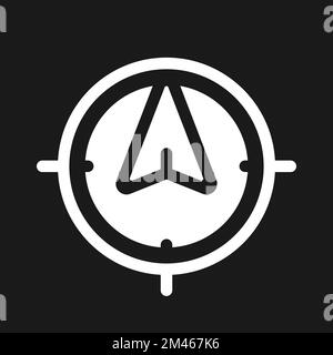 Tracking position in real time dark mode glyph ui icon Stock Vector