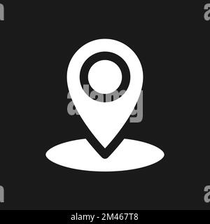 Dropping pin point dark mode glyph ui icon Stock Vector