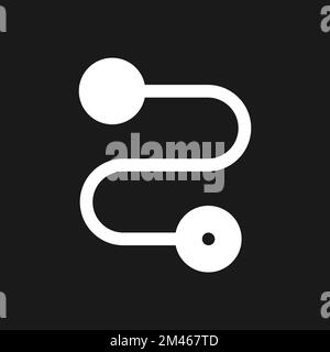 Travel route dark mode glyph ui icon Stock Vector