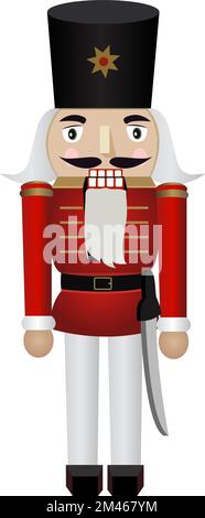 Vector Nutcracker traditional soldier on isolated white background Stock Vector