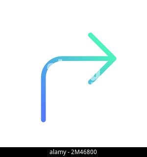 Right turn arrow pixel perfect gradient linear ui icon Stock Vector