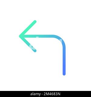 Left turn arrow pixel perfect gradient linear ui icon Stock Vector