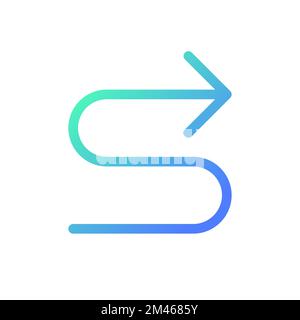 Right winding road arrow pixel perfect gradient linear ui icon Stock Vector