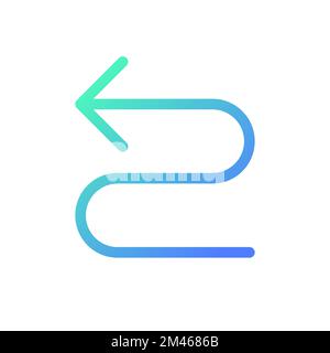 Left winding road arrow pixel perfect gradient linear ui icon Stock Vector