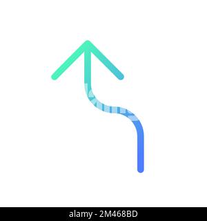 Left reverse turn arrow pixel perfect gradient linear ui icon Stock Vector