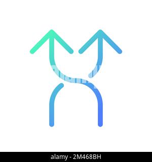 Highway intersection ahead arrows pixel perfect gradient linear ui icon Stock Vector