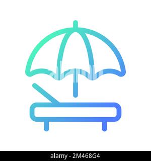 Sunbathing beach area pixel perfect gradient linear ui icon Stock Vector