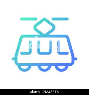 Electric trolleybus pixel perfect gradient linear ui icon Stock Vector