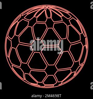 Neon global world concept with points connection network Idea business sphere sense red color vector illustration image flat style light Stock Vector