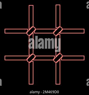 Neon prison bars Metal grid red color vector illustration image flat style light Stock Vector