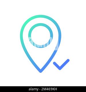 Reaching pinned destination pixel perfect gradient linear ui icon Stock Vector