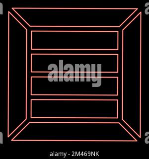 Neon box Wooden crates for cargo transportation red color vector illustration image flat style light Stock Vector