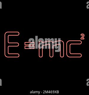 Neon e=mc² Energy formula physical law E=mc² sign e equal mc 2 Education concept Theory of relativity red color vector illustration image flat style Stock Vector
