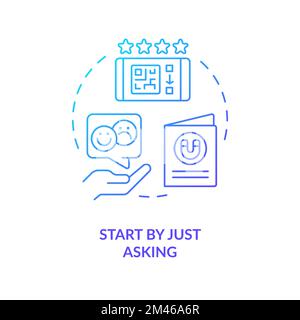 Start by just asking blue gradient concept icon Stock Vector