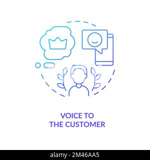 Voice to customer blue gradient concept icon Stock Vector