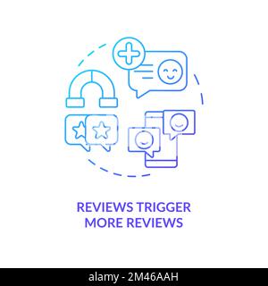 Reviews trigger more reviews blue gradient concept icon Stock Vector