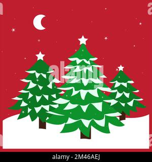 Vector Christmas card with Christmas trees on isolated background Stock Vector