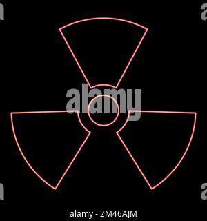 Neon radioactivity Symbol Nuclear sign red color vector illustration image flat style light Stock Vector