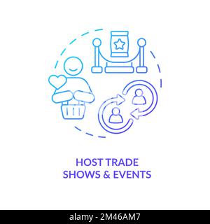 Host trade shows and events blue gradient concept icon Stock Vector