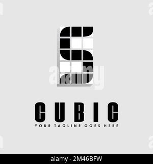 3D Cubic shape with letter or word S font image graphic icon logo design abstract concept vector stock. symbol associated with game or toys. Stock Vector