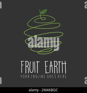 Fruit and round earth in line out image graphic icon logo design abstract concept vector stock. Can be used as a symbol associated with fresh. Stock Vector