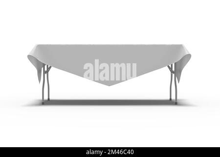 Trade show exhibition tapered table cloth runner adjustable cloth banner or table cloth - Front View Stock Photo