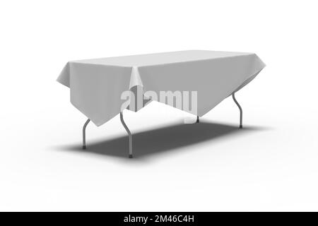 Trade show exhibition tapered table cloth runner adjustable cloth banner or table cloth - Perspective View Stock Photo