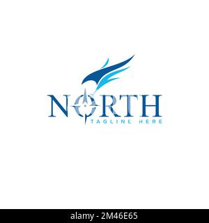 North letter logo design symbol with abstract compass on the O letter. Vector illustration Stock Vector