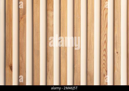 Wood surface with long boards lined up on the wall for design. Stock Photo