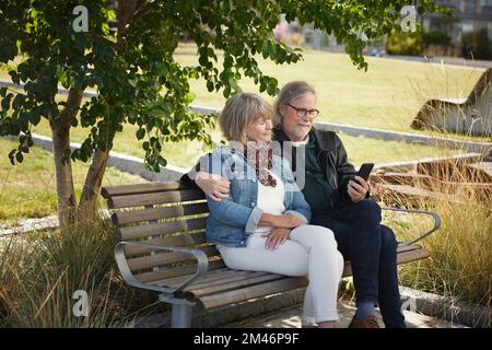 Mature couple taking selfie Stock Photo