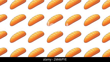 Panoramic pattern, Bread baguette bakery on a white background - Vector illustration Stock Vector