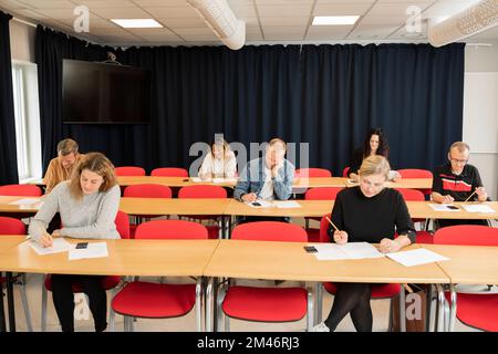 Students in lecture hall Stock Photo