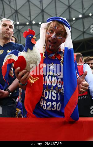 Lusail City, Qatar. 18th Dec, 2022. A France fan supports his team during the 2022 FIFA World Cup Final at Lusail Stadium in Lusail City, Qatar on December 18, 2022. Photo by Chris Brunskill/UPI Credit: UPI/Alamy Live News Stock Photo