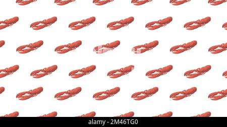 Panoramic pattern royal crayfish on a white background - Vector illustration Stock Vector