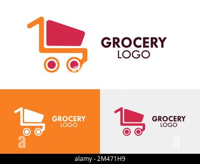 Grocery Shopping Cart Logo Icon Vector Template Stock Vector