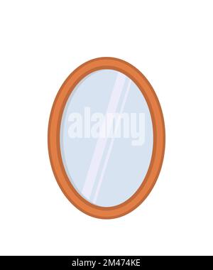 Mirror in wooden frame isolated on white background Stock Vector