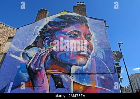 Mr Cenz Street art, on gable end, of Lord Warden, 1F London Road, Liverpool., Merseyside, England, UK, L3 8HR Stock Photo