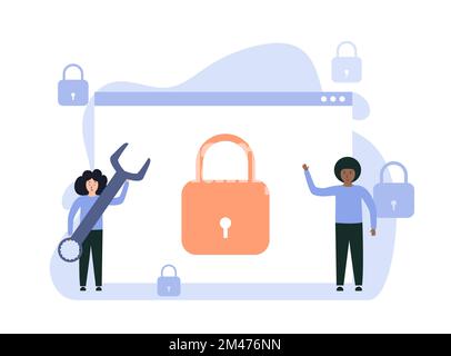 Data protection concept. Network data security Stock Vector