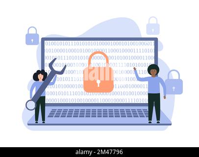 Data protection concept. Network data security Stock Vector