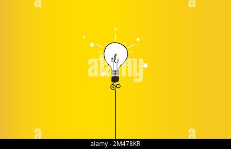 Bulb standing out against a yellow background. Concept of innovation, new ideas. Entrepreneurship Stock Vector
