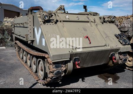 Detail of a military armored tracked vehicle, FMC Corporation M113 Stock Photo