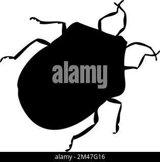 Silhouette of bug. Bug close-up detailed. Vector bug icon on white background. Stock Vector