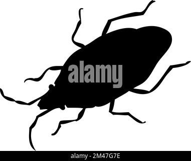 Silhouette of bug. Bug close-up detailed. Vector bug icon on white background. Stock Vector