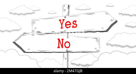 Yes, no - outline signpost with two arrows Stock Photo