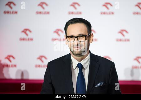 Warsaw, Poland. 19th Dec, 2022. Daniel Obajtek, the CEO of ORLEN is seen during a press conference. Press conference on the involvement of Polish Oil Company ORLEN group (PKN Orlen) in strategic projects in the area of ??sports sponsorship and a summary of the sports year. Credit: SOPA Images Limited/Alamy Live News Stock Photo