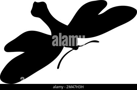 Silhouette of moth. Moth close-up detailed. Vector moth icon on white background. Stock Vector