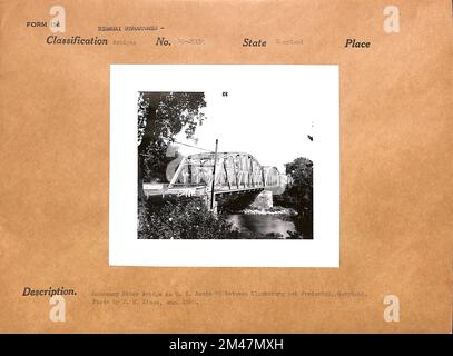 Monocacy River Bridge on U.S. Route 40 between Clarksburg and Frederick, Maryland. Original caption: Photo by T. W. Kines, August 1949. State: Maryland. Stock Photo