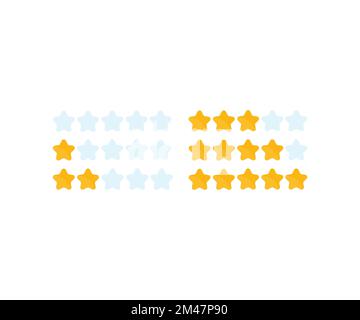 Star rating from 0 to 5 rating review logo design. Product rating or customer review with gold stars. Customer feedback concept vector design. Stock Vector
