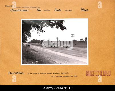 U.S. Route 40 looking toward Aberdeen, Maryland. Original caption: J. K. Hillers - August 16, 1939. State: Maryland. Stock Photo