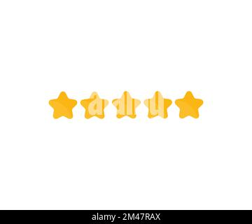 Five stars customer product rating review, Five gold star rate logo design. Online assessment concept. Customer review, Feedback icon vector design. Stock Vector